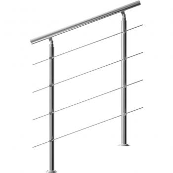 Rampe d'escalier en acier inoxydable 100 cm 4 traverses ajustables