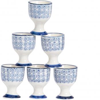 Nicola Spring Blue Hand-Printed Egg Cups