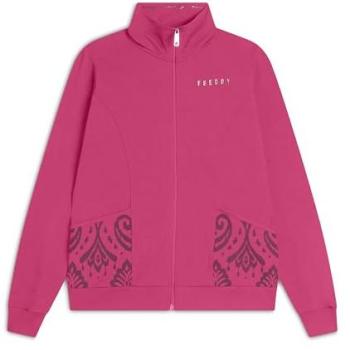 Freddy Felpa Zip Leggera Collo Alto Dettagli Floreali Beetroot Purple Donna Extra Small