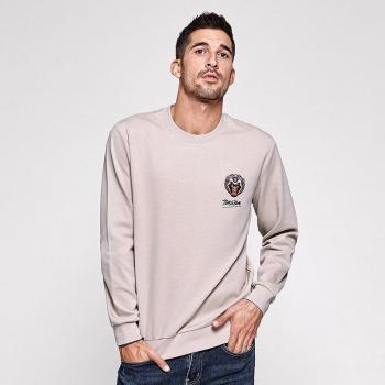 KUEGOU Men's Vintage Animal Embroidery Crewneck Sweatshirt