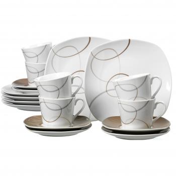 Ritzenhoff & Breker Alina Marron 18-teiliges Kaffeeservice aus Braunem Porzellangeschirr