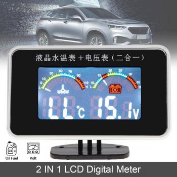 Auto/Lkw Dual‑Meter 2‑in‑1: LCD Voltmeter (DC 9‑36 V) + Wasser‑Temp Sensor