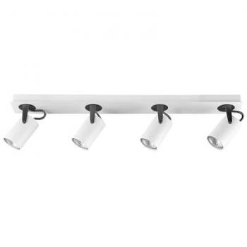 Plafonnier Industriel Klip à 4 Lampes Métal Blanc et Noir