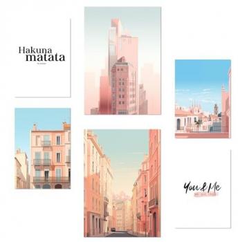 Set de Pósters A3 y A4 de Edificios Rosas