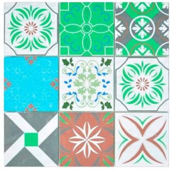 Carrelage Rétro Blanc Bleu Vert