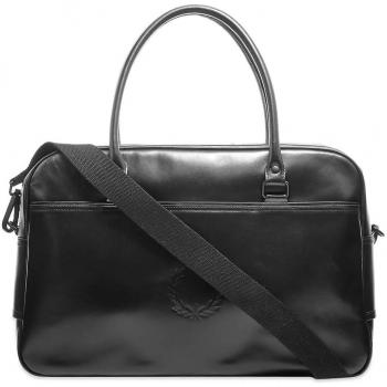 Bolso de Cuero Negro Fred Perry con Diseño de Laurel