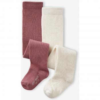 Set de 2 paires de collants prune pour petite fille