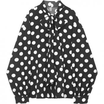 Camisa de manga larga con ajuste suelto y estampado de lunares S27
