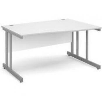 Dams Momento 1400mm Right Hand Wave Desk with Silver Frame and White Top