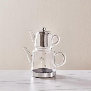Karaca Dora Teekanne Set, 450ml Kanne und 180ml Wasserkocher