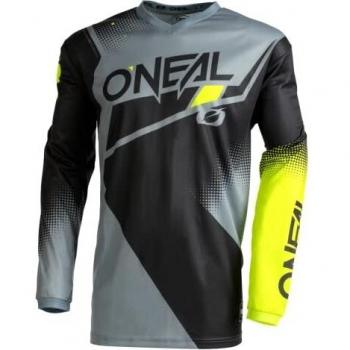O'Neal Element Racewear Langarm Crossshirt Schwarz-Grau-Gelb