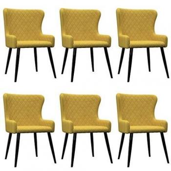 Gelbe Samtstühle für das Esszimmer – 6‑Stück-Set