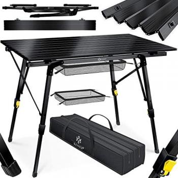 Klapptisch Camping Tisch Aluminiumrahmen faltbar mit Tragetasche und Höhenverstellung