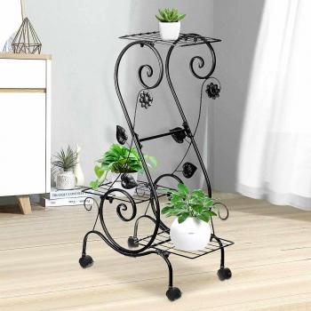Estante de Metal para Plantas con Ruedas