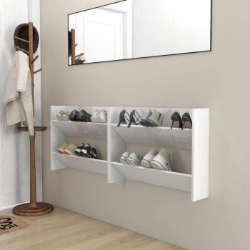 Zapatero de Pared Contrachapada 80x18x60cm Colgante Color Blanco brillante