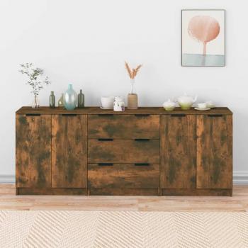 VidaXL Aparador de 3 piezas madera manufacturada Mueble de Almacenaje de Salón, Buffet para salón Moderno, Armario Auxiliar, Armario de Almacenamiento