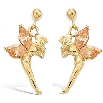 Gold Tinker Bell Earrings – Lily’s Treasure Collection, 19 mm, Champagne Brown