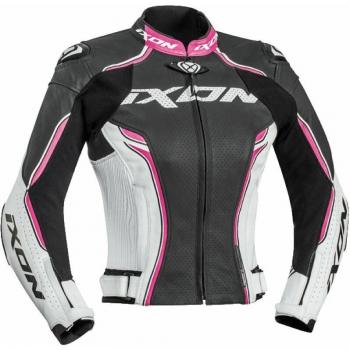 Chaqueta de Cuero Ixon Vortex para Mujer en Negro y Blanco
