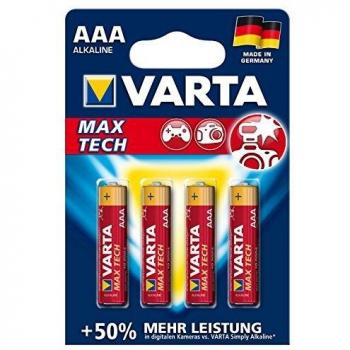 Varta 4706101404 Longlife Max Power (Max Tech) Batteria Alcalina, Ministilo AA LR03, Confezione da 4 Pile