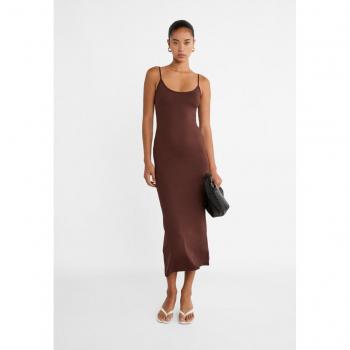 Stradivarius Vestito bretelle lungo Marrone M
