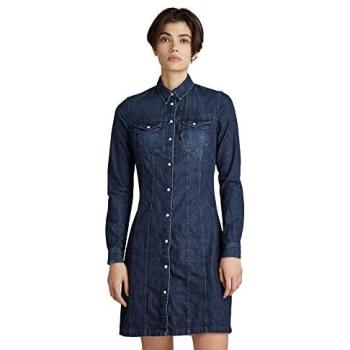G-Star Tacoma Flare Dress – River Blue, Long Sleeve