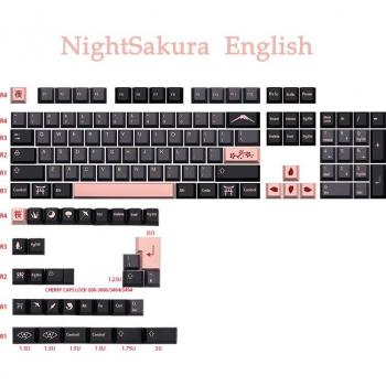PBT Dye Sublimation GMK NightSakura Keycaps for MX Switch