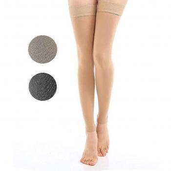 Chaussettes de compression 20-30 mmHg, sans pieds, taille X-Large, noir/beige