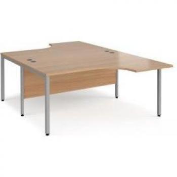 ProDual 1600mm Rectangular Office Desks – Beech Tops with Silver Frames
