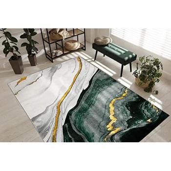 Exklusiver Flaschengrüner Teppich 1017 mit Marmor-Design 140x190 cm