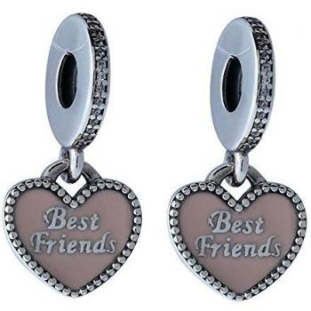 Charm de Plata Blanco 925 con Zirconia Cúbica Rosa