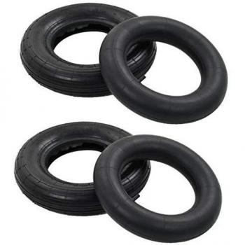 4 Piece Wheelbarrow Tire and Inner Tube Set 3.50-8 4PR Rubber Vidaxl