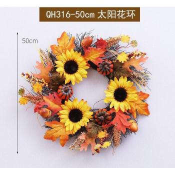 Sunflower & Pumpkin Rattan Wreath