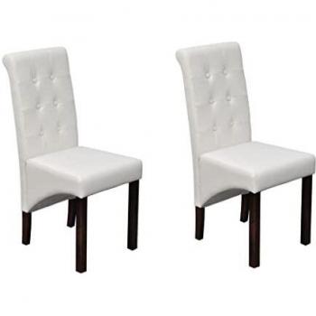 VidaXL Conjunto de 2 sillas de comedor de cuero sintético blanco