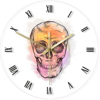 Retro Acrylic Skull Head Wall Clock with Roman Numerals