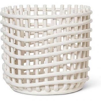 FERM LIVING Aufbewahrungskorb Keramik Large Off White weiß