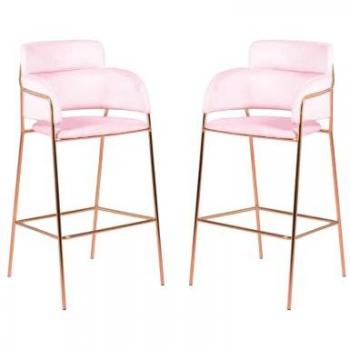 Set de 2 Taburetes Doble Estilo Cruiser con Acabado Rosa
