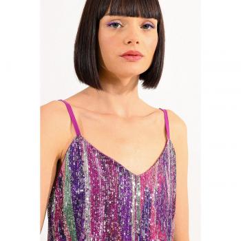 EL344CP Viola: Top Sexy de Tirantes y Lentejuelas Lili Sidonio