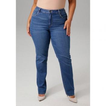 Straight‑Jeans ANISTON PLUS – Damen, unifarben, Abriebeffekt, 81 % Baumwolle, 17 % Polyester, 2 % Elasthan