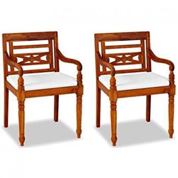 VidaXL ensemble de 2 chaises en teck solide Batavia avec coussins