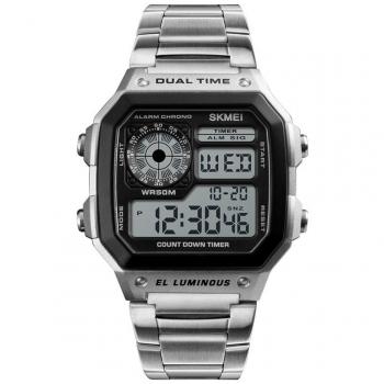 Watch Acciaio Argento con Cronometro Digitale