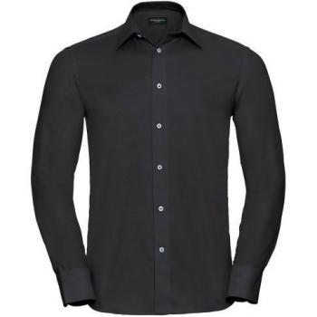 Oxford Nero Russell Collection Camicia Uomo Manica Lunga Facile Pulizia