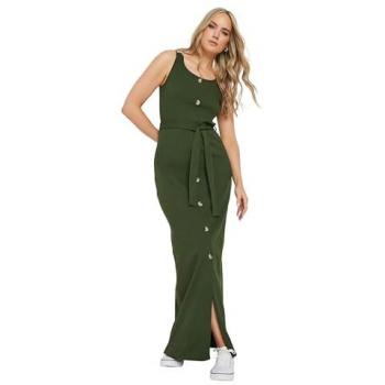 Tall Ribbed Button Long Maxi Dress