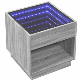 Bedside Table Grey Sonoma with Infinity LED 50x50x50 cm vidaXL