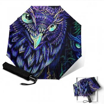 Three-folding Anti-UV Umbrella with Lovely Owl Print Automatic Open Close Waterproof
