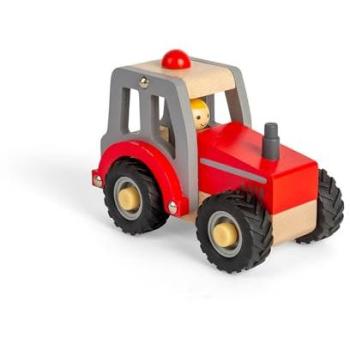 Red Tractor Wood Toy – Small Farm Vehicle