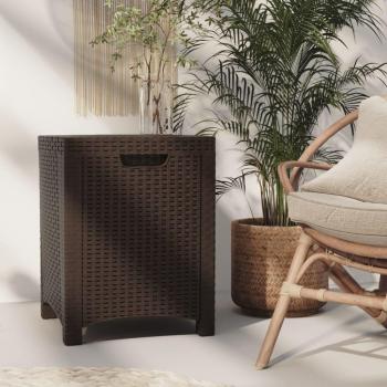 Garden Storage Box 39x39x46 cm Brown Rattan vidaXL