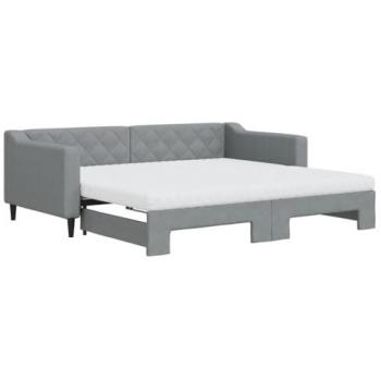 Lit de jour gris clair avec lit gigogne 90x190 cm