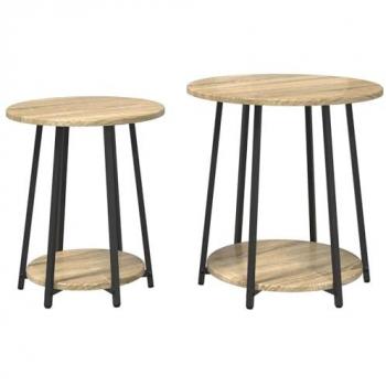Sonoma Oak Dual Side Tables with Metal Legs