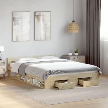 Bed Frame in Sonoma Oak with Drawers, no mattress included, Vidaxl, 140 x 190 cm