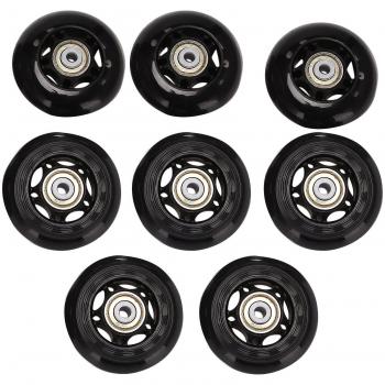 Paquete de 8 Ruedas para Patines Lineales 64 mm con Cojinetes Negros – Para Casa y Calle